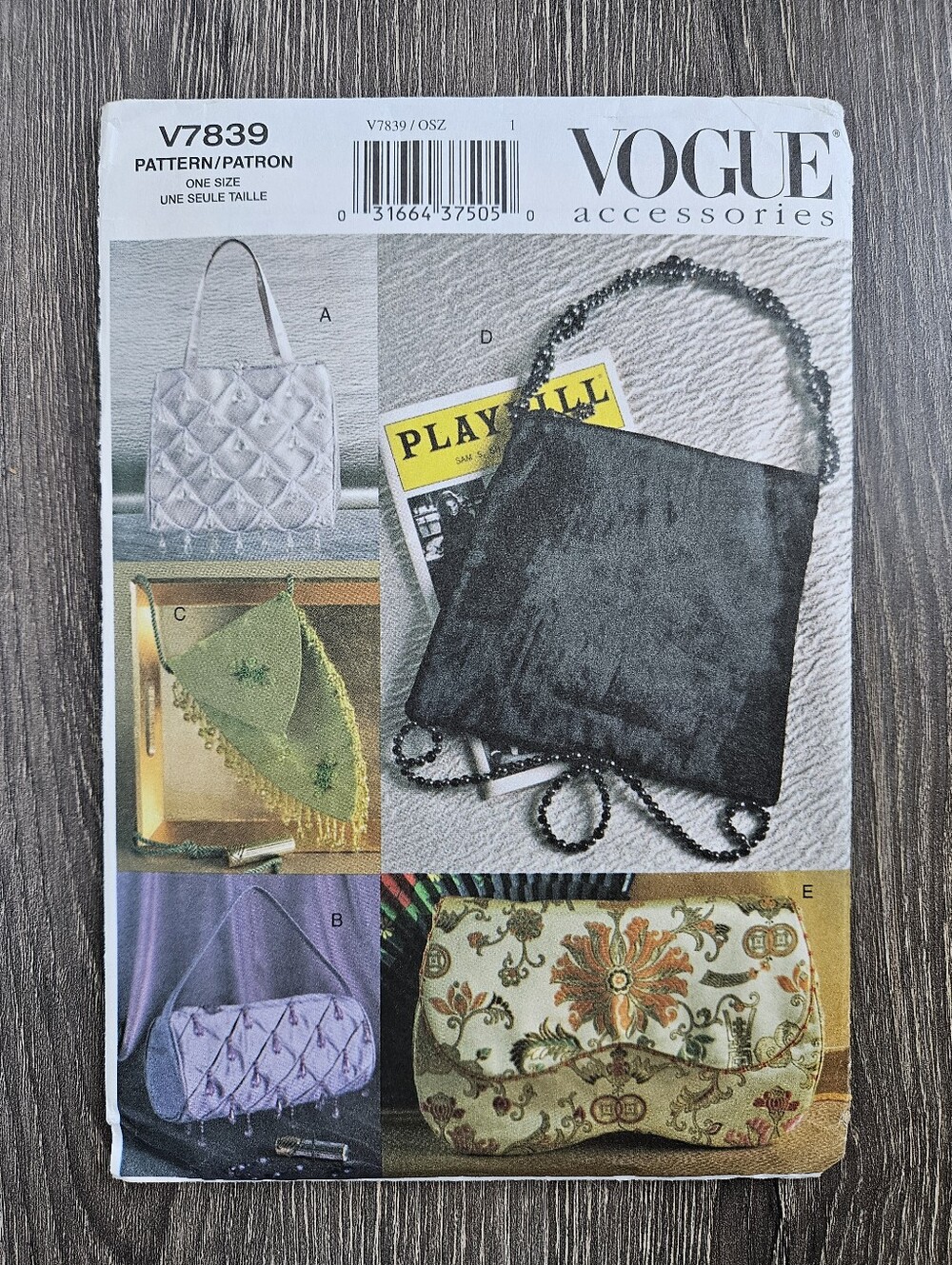 NEW Vogue Accessories V7839 Evening Bags Pattern
